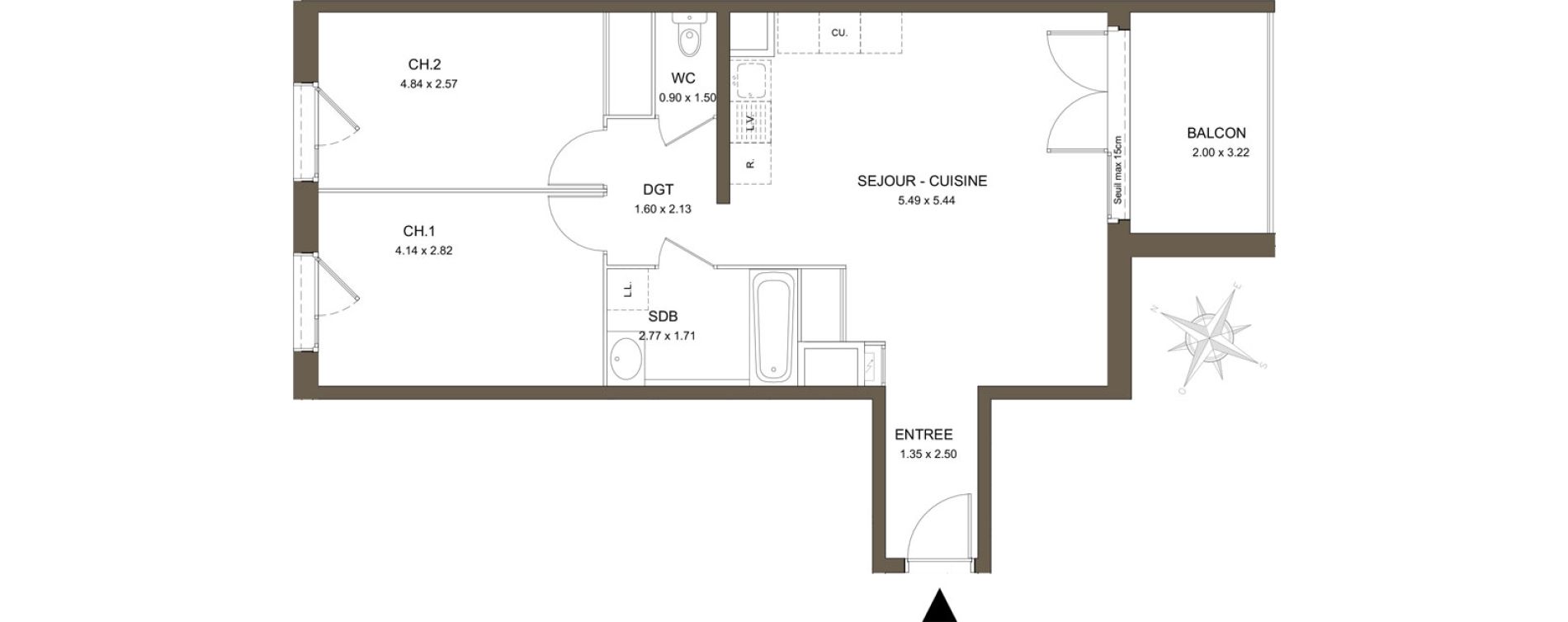 Appartement T3 de 63,05 m2 &agrave; V&eacute;nissieux Moulin a vent