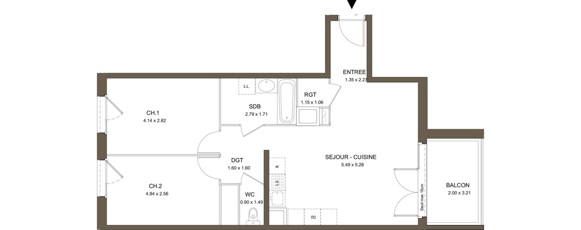 Appartement T3 de 62,00 m2 &agrave; V&eacute;nissieux Moulin a vent