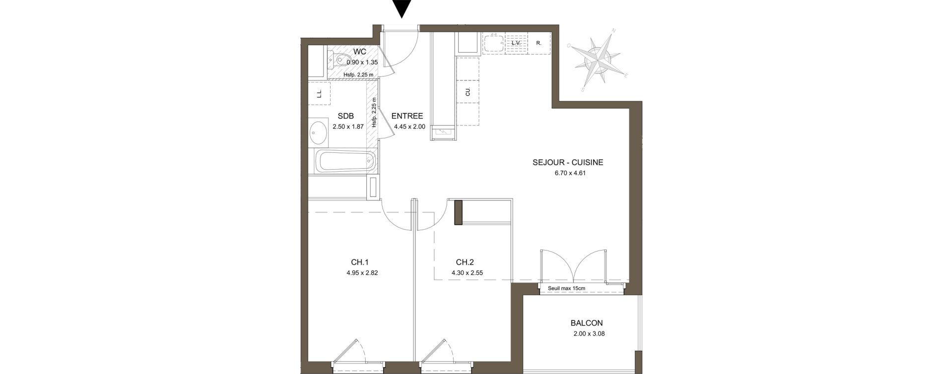 Appartement T3 de 61,30 m2 &agrave; V&eacute;nissieux Moulin a vent