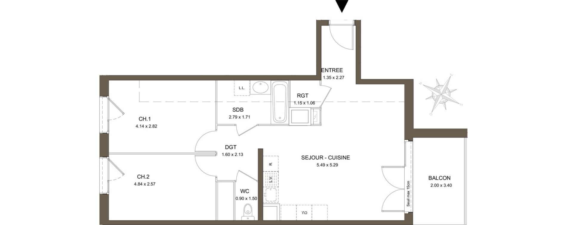 Appartement T3 de 62,15 m2 &agrave; V&eacute;nissieux Moulin a vent