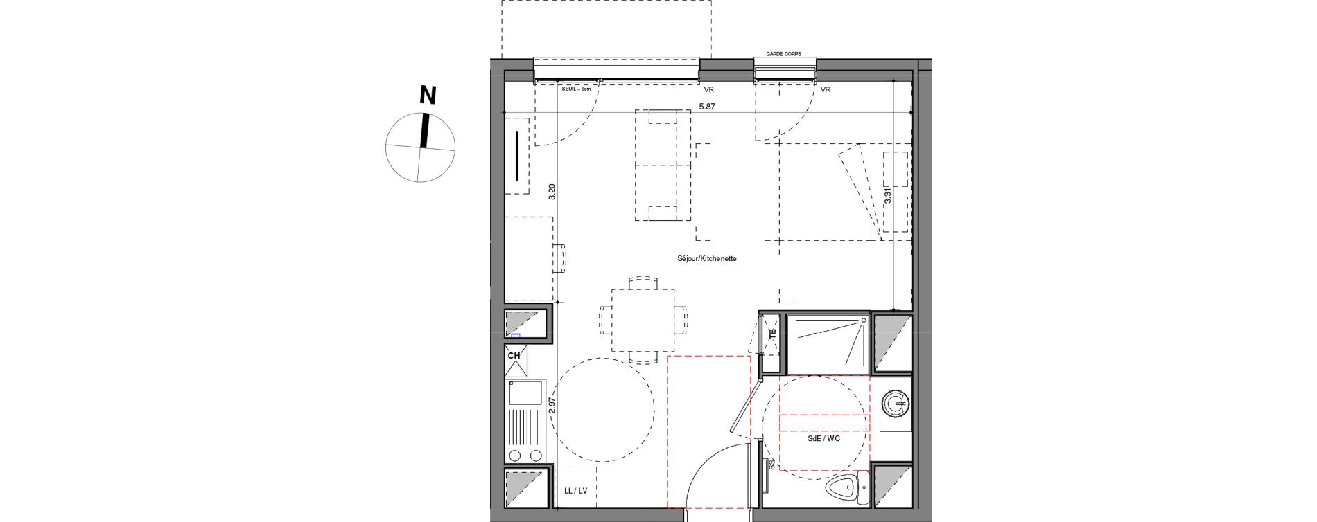 Appartement T1 de 34,08 m2 &agrave; V&eacute;nissieux Centre