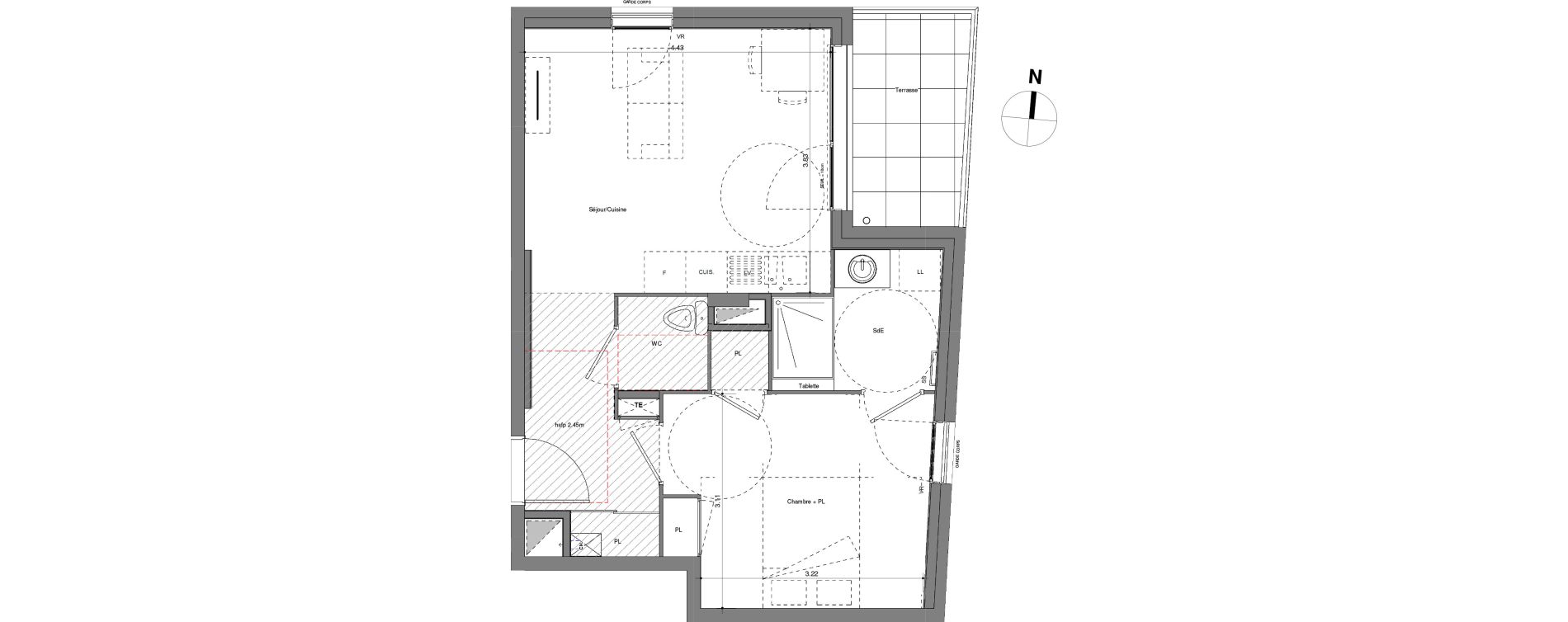 Appartement T2 de 41,06 m2 &agrave; V&eacute;nissieux Centre