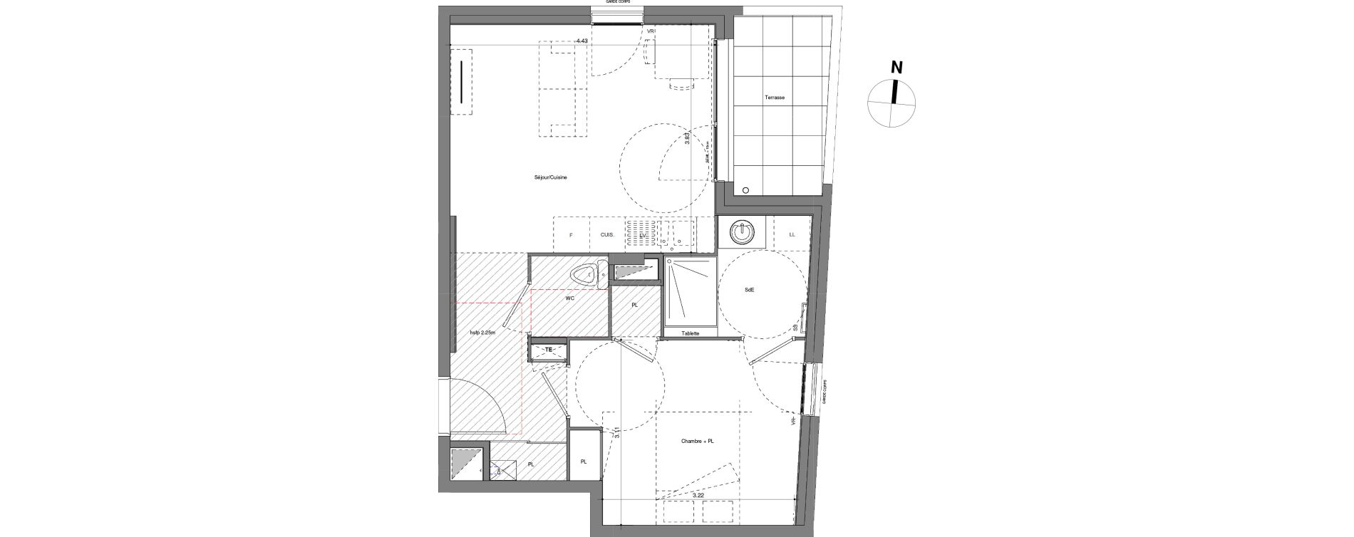 Appartement T2 de 41,06 m2 &agrave; V&eacute;nissieux Centre