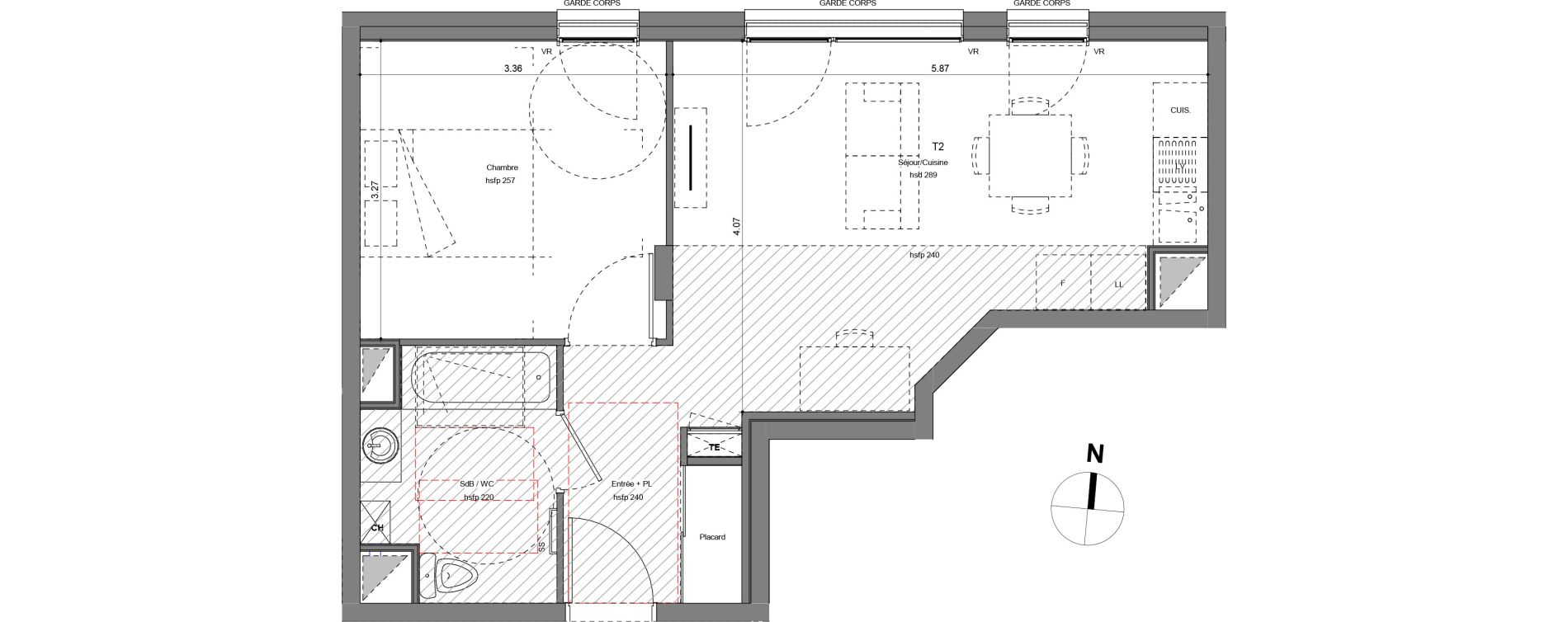 Appartement T2 de 41,20 m2 &agrave; V&eacute;nissieux Centre