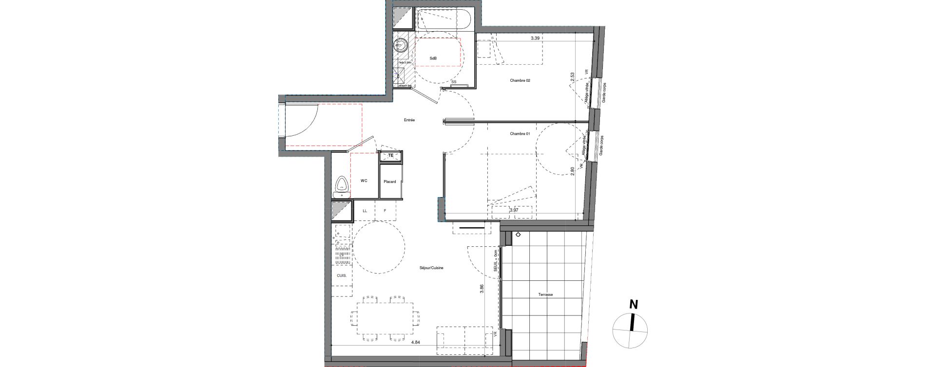 Appartement T3 de 56,55 m2 &agrave; V&eacute;nissieux Centre