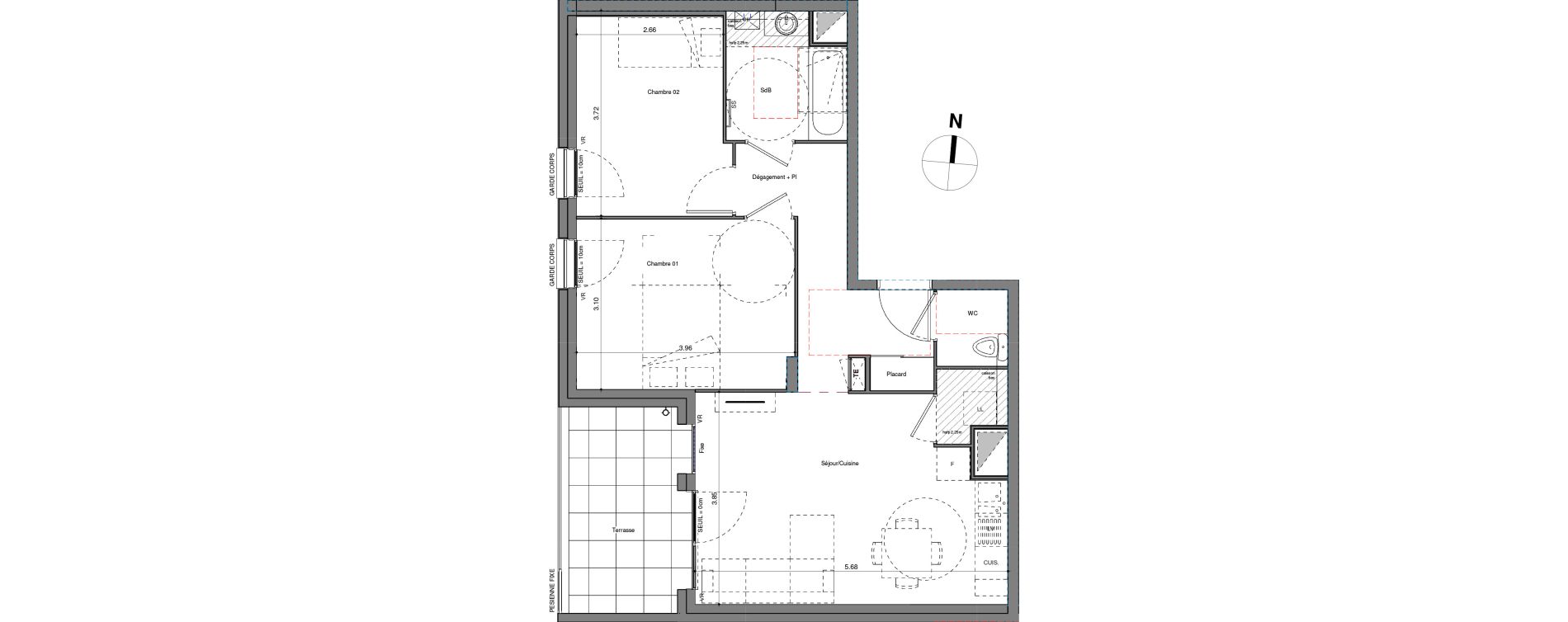 Appartement T3 de 58,55 m2 &agrave; V&eacute;nissieux Centre