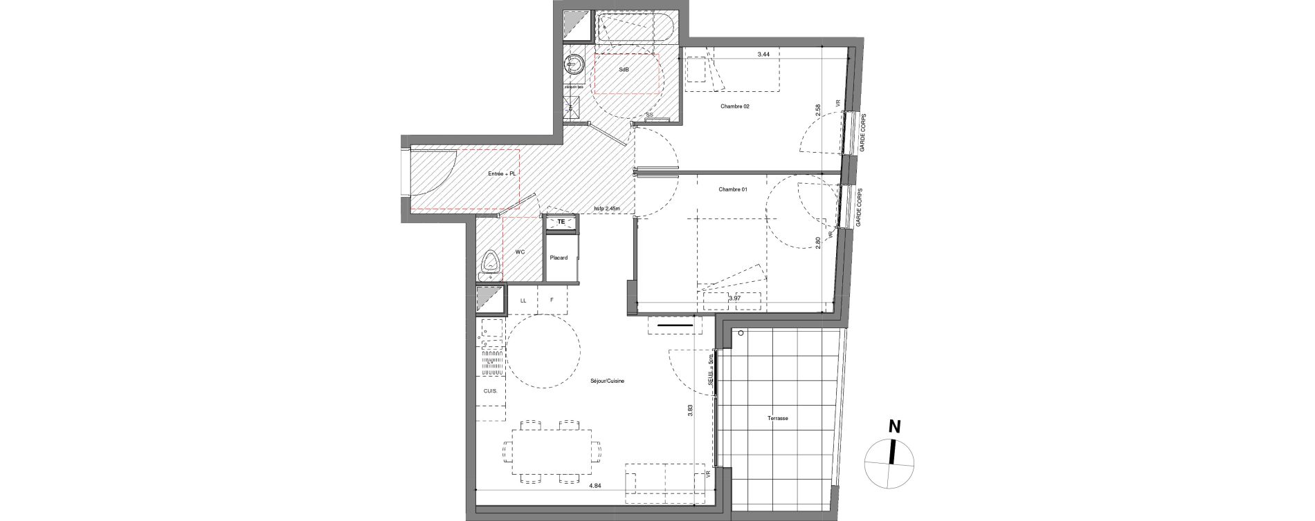 Appartement T3 de 56,15 m2 &agrave; V&eacute;nissieux Centre