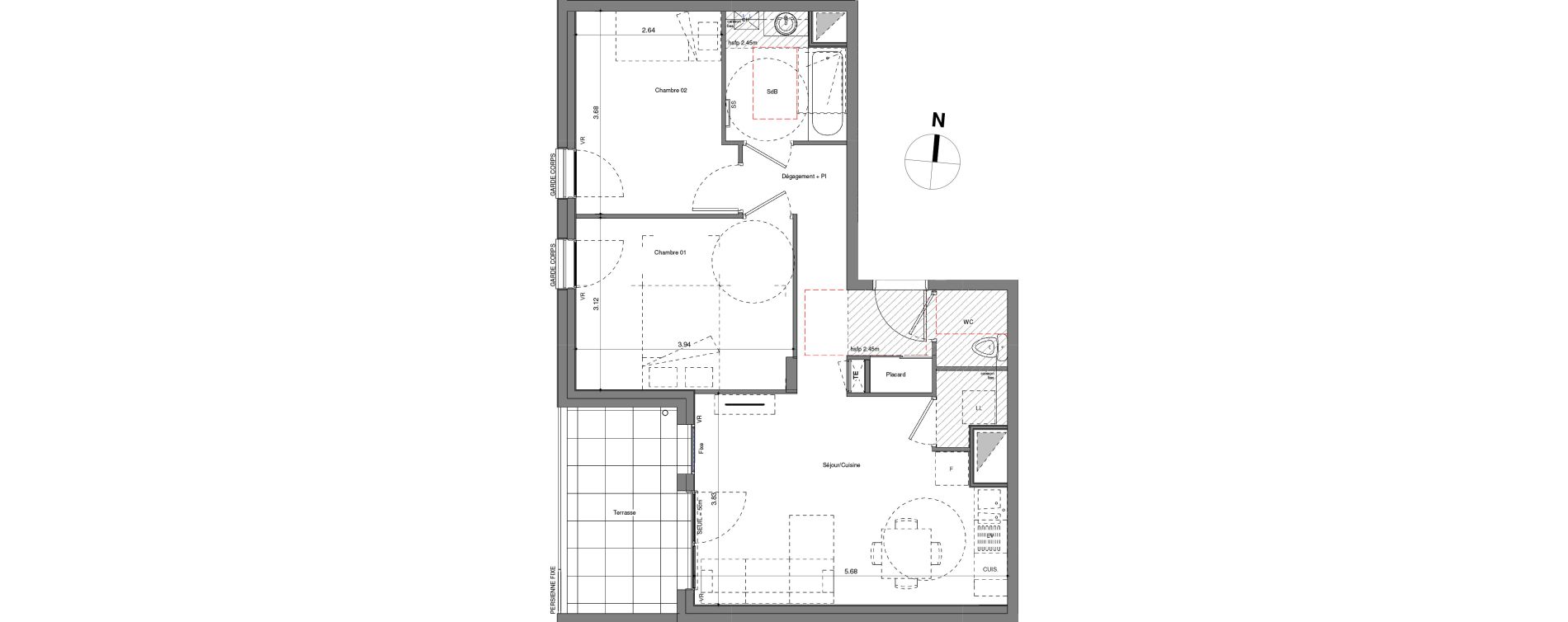 Appartement T3 de 58,27 m2 &agrave; V&eacute;nissieux Centre