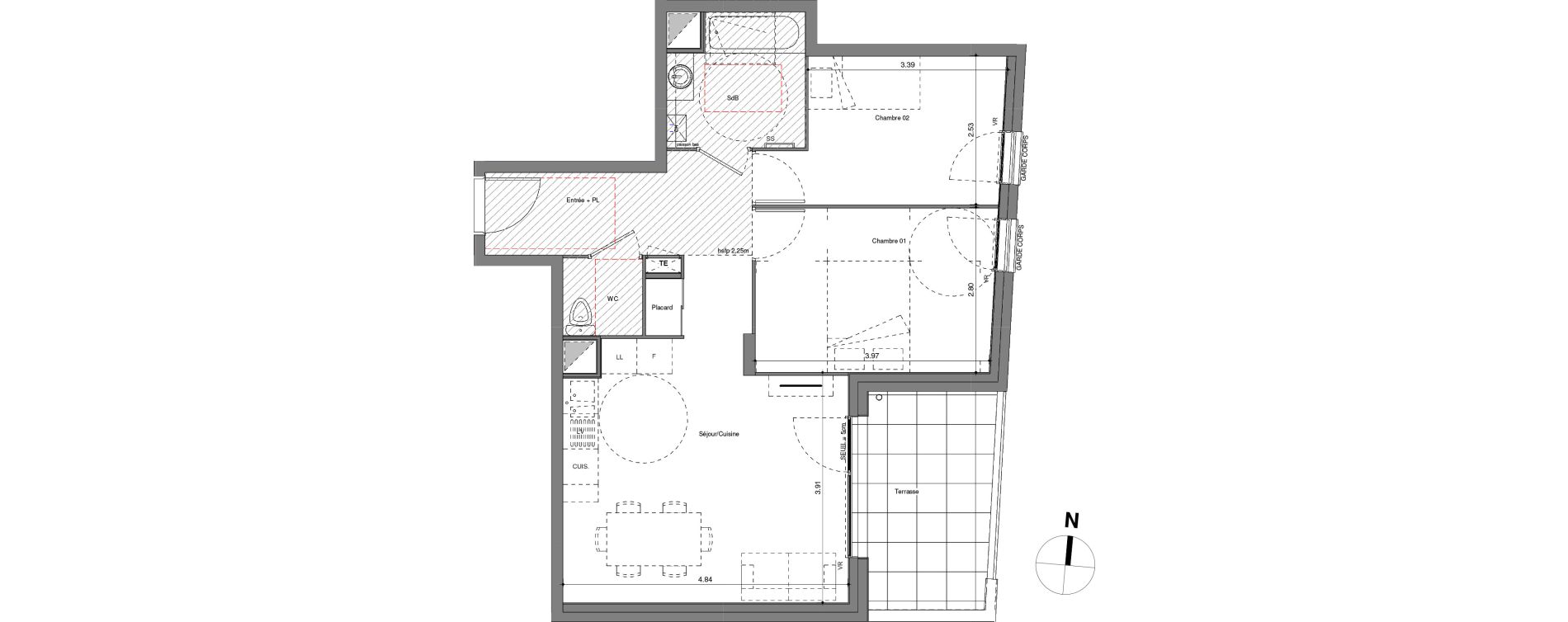 Appartement T3 de 56,55 m2 &agrave; V&eacute;nissieux Centre