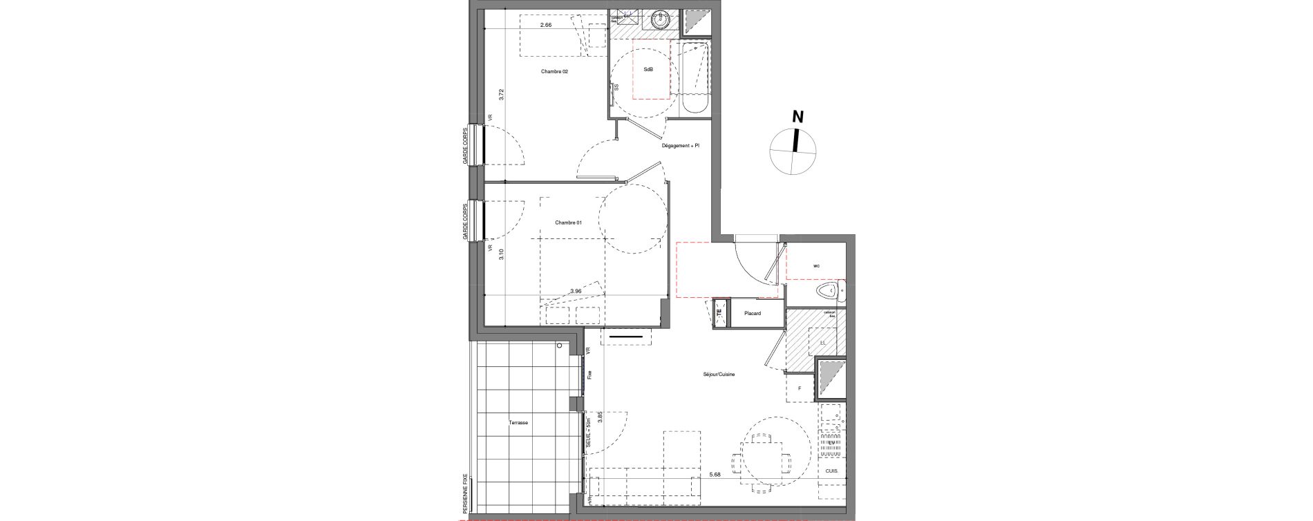 Appartement T3 de 58,81 m2 &agrave; V&eacute;nissieux Centre