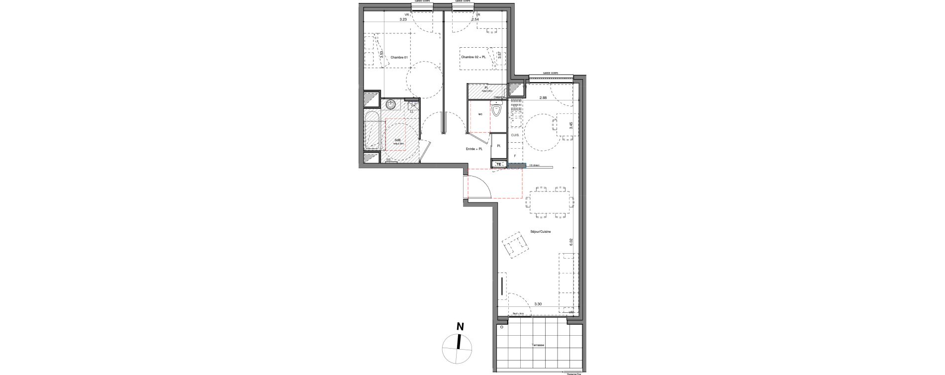 Appartement T3 de 65,04 m2 &agrave; V&eacute;nissieux Centre