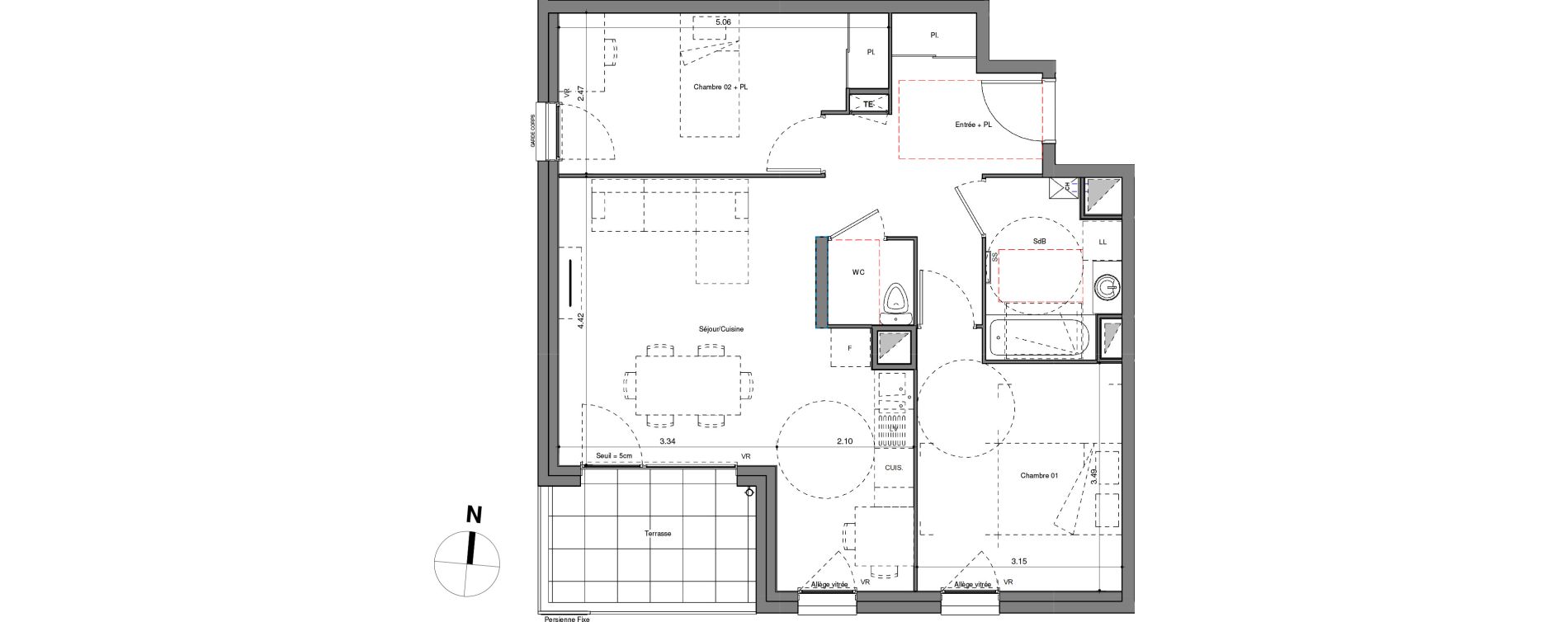 Appartement T3 de 63,52 m2 &agrave; V&eacute;nissieux Centre