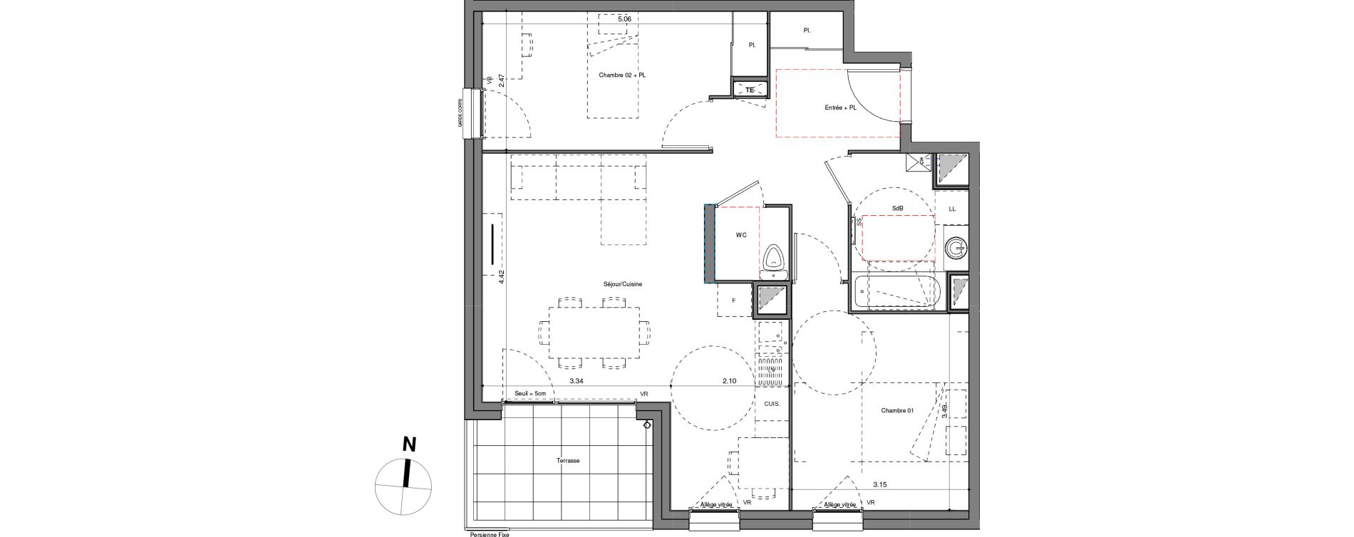 Appartement T3 de 63,52 m2 &agrave; V&eacute;nissieux Centre