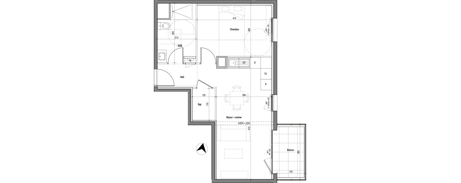 Appartement T2 de 44,40 m2 &agrave; V&eacute;nissieux Charr&eacute;ard