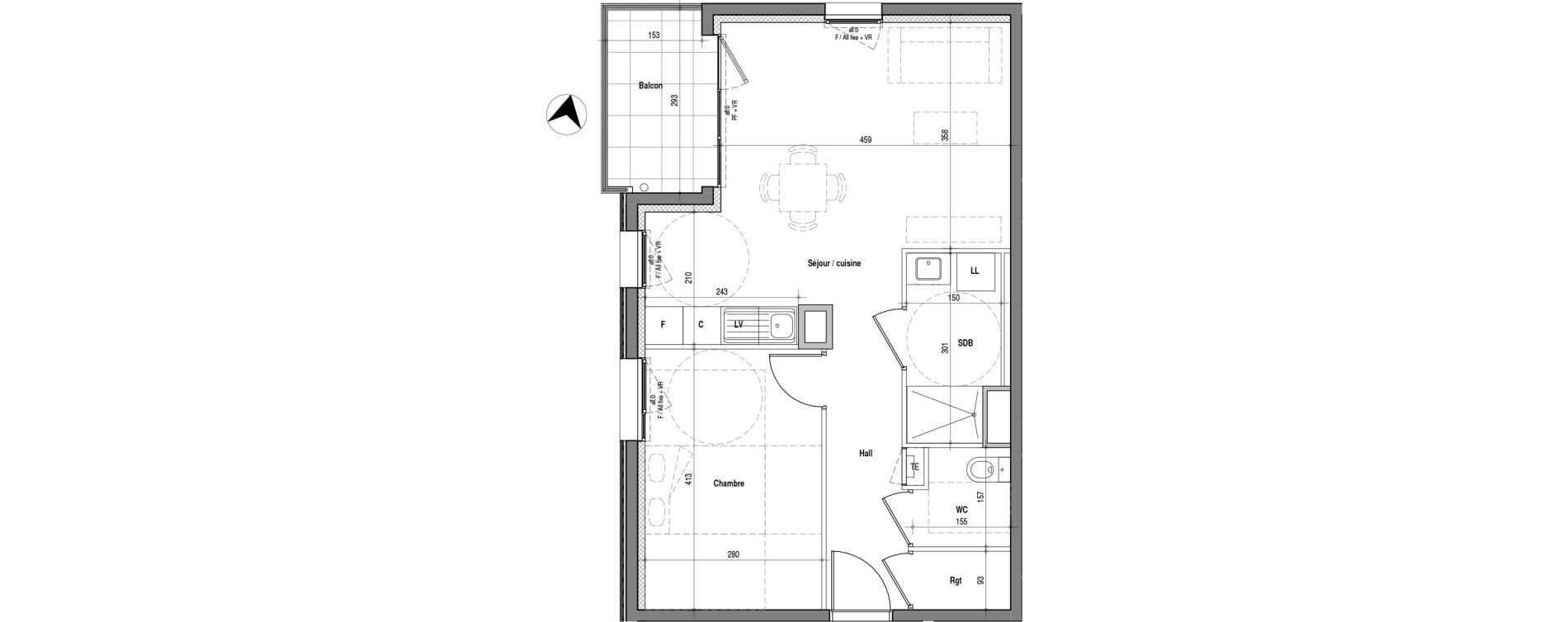 Appartement T2 de 47,73 m2 &agrave; V&eacute;nissieux Charr&eacute;ard