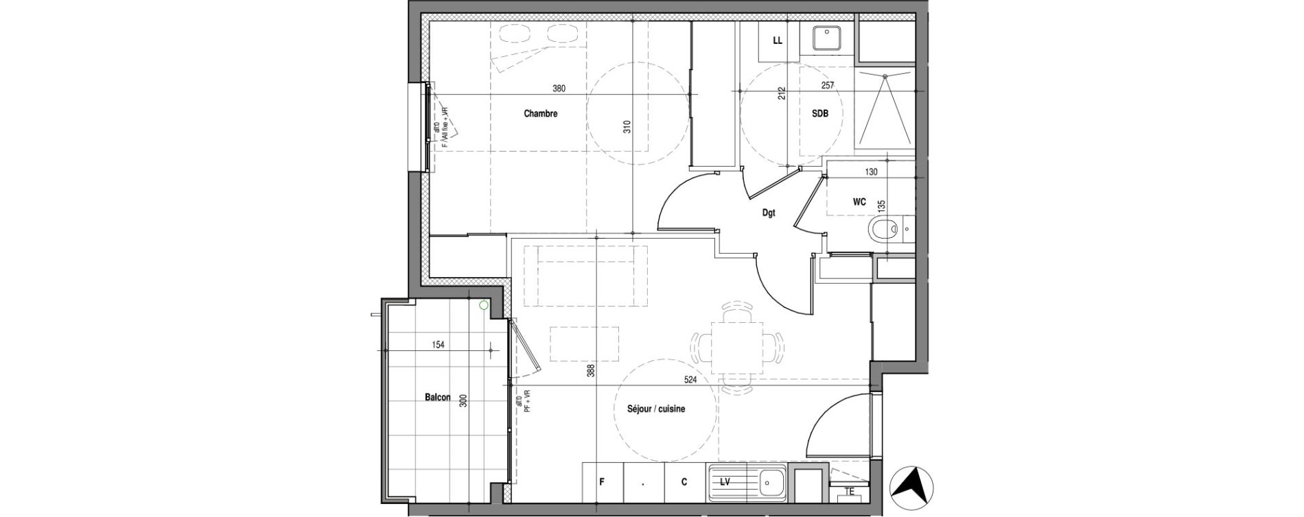 Appartement T2 de 42,07 m2 &agrave; V&eacute;nissieux Charr&eacute;ard