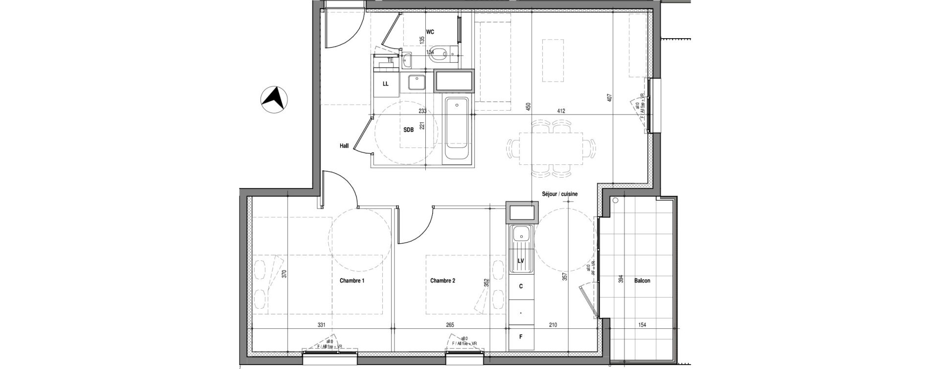 Appartement T3 de 60,84 m2 &agrave; V&eacute;nissieux Charr&eacute;ard