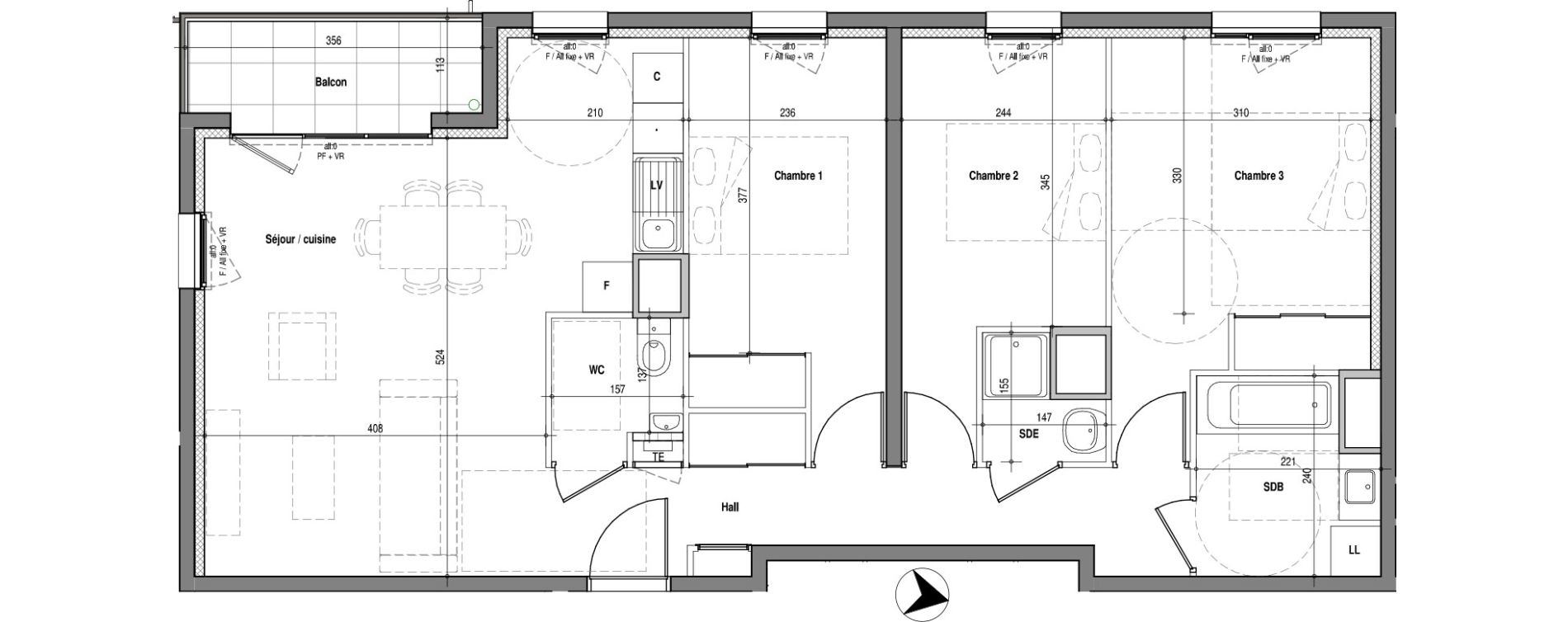 Appartement T4 de 79,20 m2 &agrave; V&eacute;nissieux Charr&eacute;ard