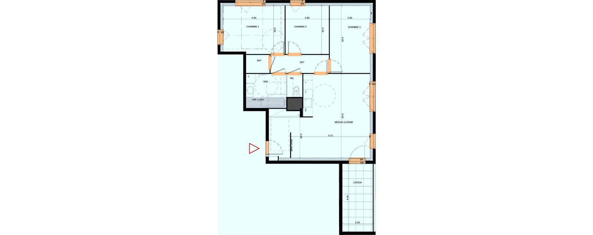 Appartement T4 de 79,10 m2 &agrave; V&eacute;nissieux Grand parilly