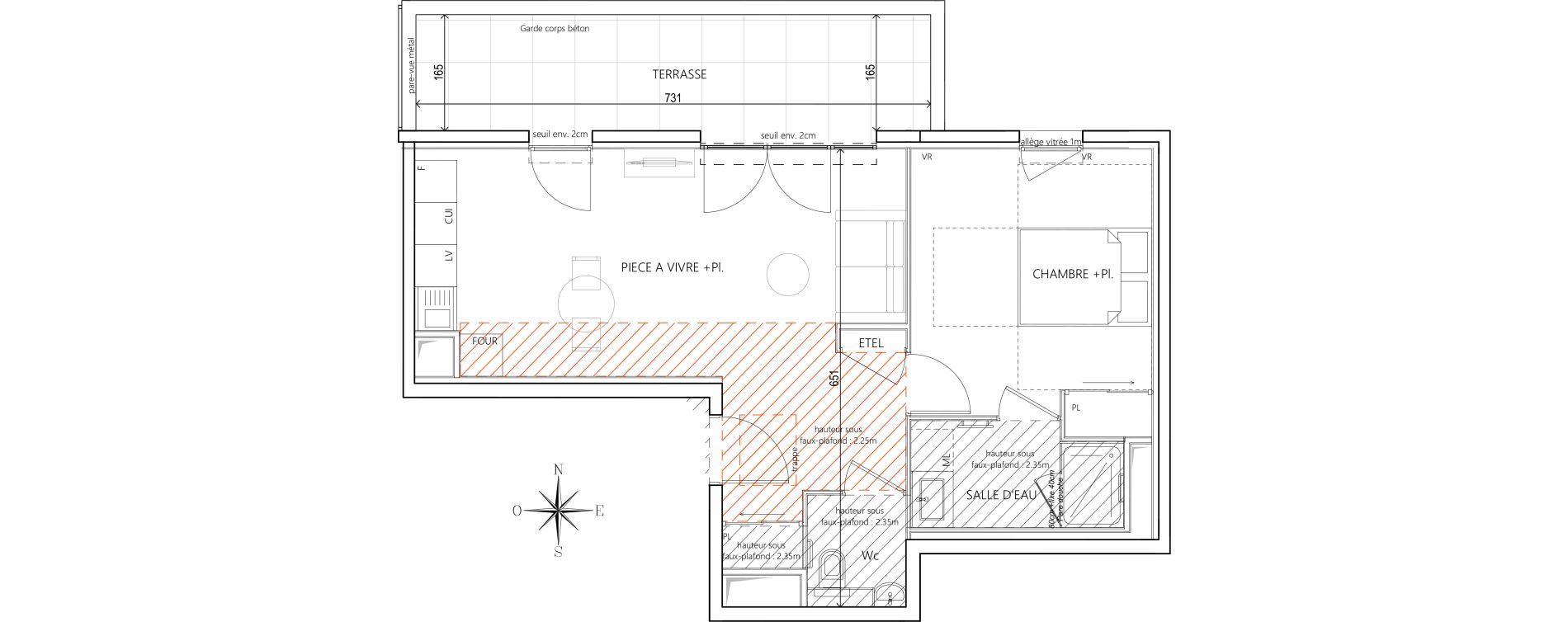 Appartement T2 de 47,30 m2 &agrave; Villefranche-Sur-Sa&ocirc;ne Centre