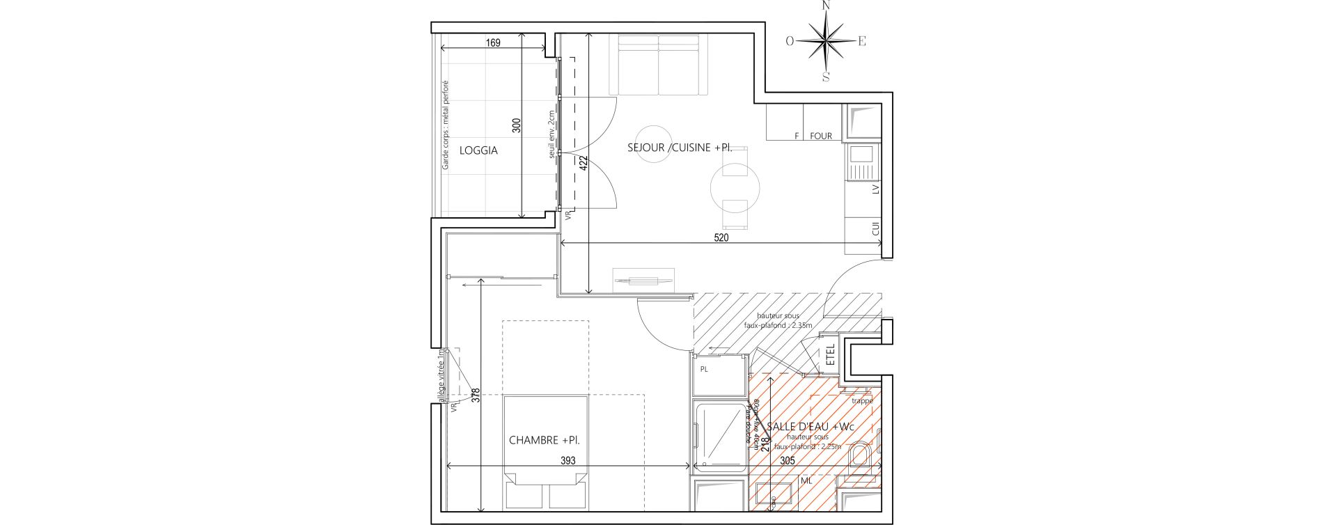 Appartement T2 de 43,80 m2 &agrave; Villefranche-Sur-Sa&ocirc;ne Centre