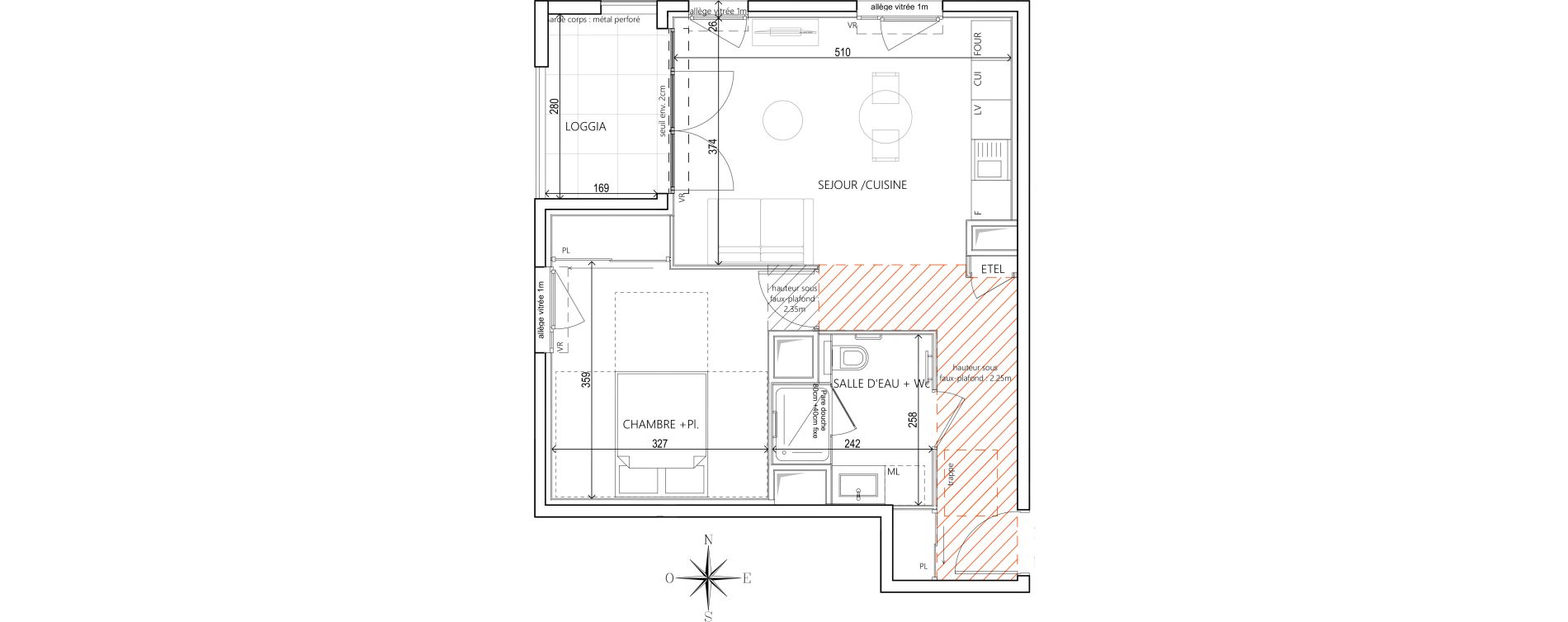 Appartement T2 de 45,60 m2 &agrave; Villefranche-Sur-Sa&ocirc;ne Centre