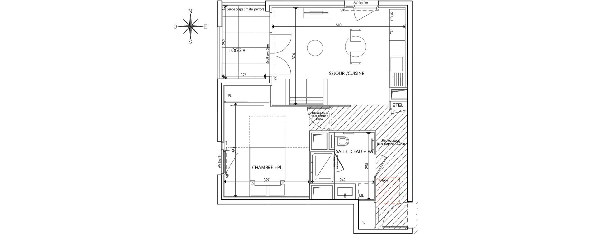 Appartement T2 de 45,50 m2 &agrave; Villefranche-Sur-Sa&ocirc;ne Centre