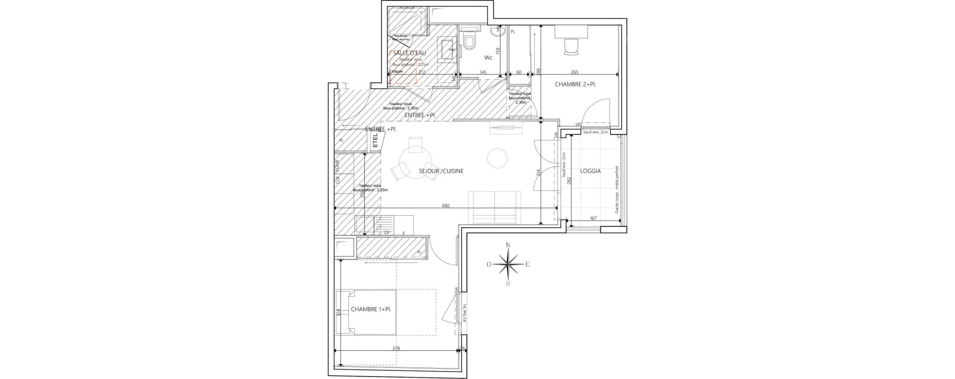 Appartement T3 de 59,00 m2 &agrave; Villefranche-Sur-Sa&ocirc;ne Centre