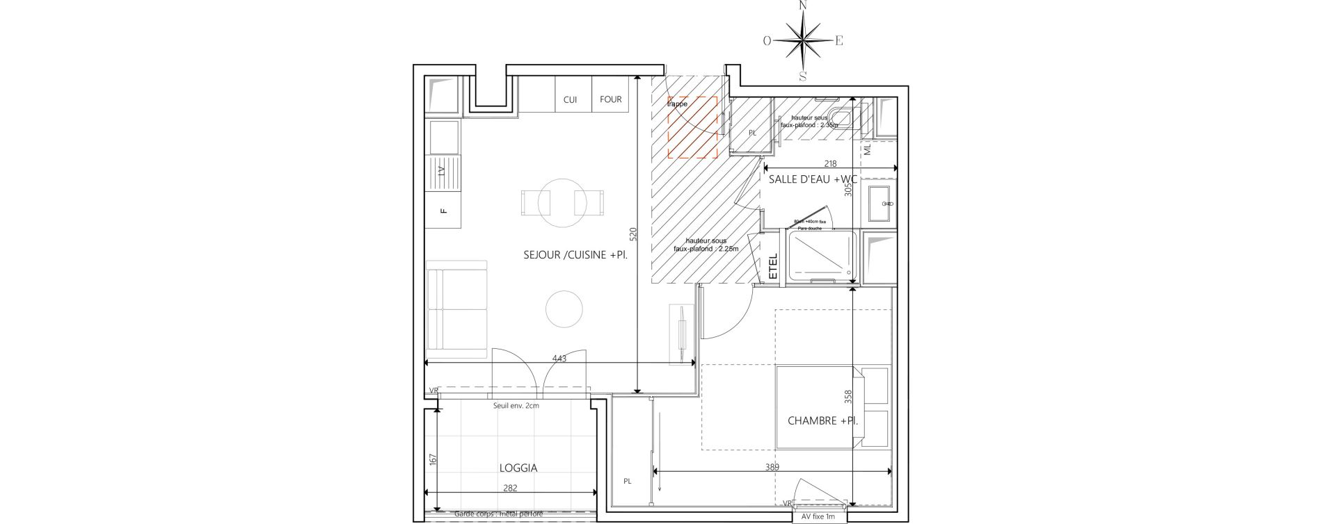 Appartement T2 de 44,90 m2 &agrave; Villefranche-Sur-Sa&ocirc;ne Centre