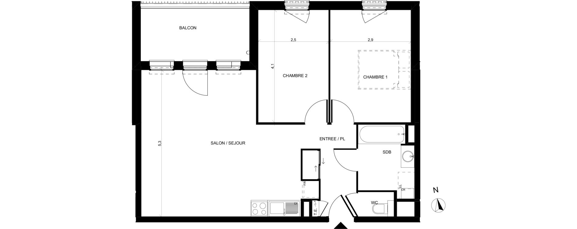 Appartement T3 de 61,60 m2 &agrave; Villefranche-Sur-Sa&ocirc;ne Centre