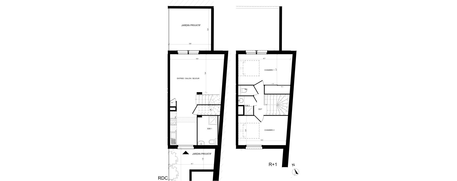 Duplex T3 de 65,30 m2 &agrave; Villefranche-Sur-Sa&ocirc;ne Centre