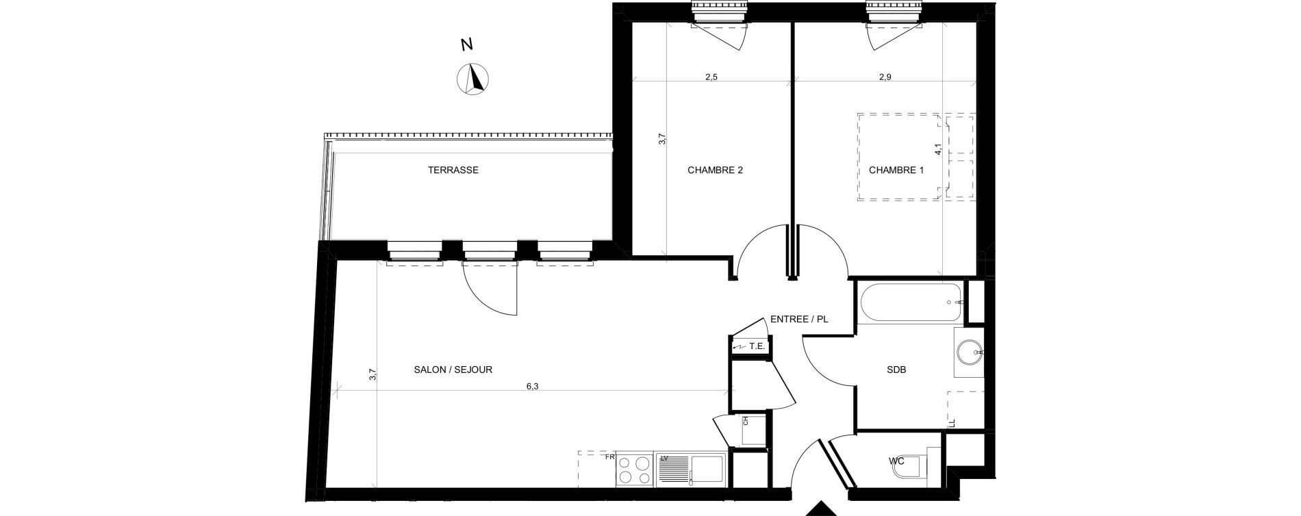 Appartement T3 de 56,60 m2 &agrave; Villefranche-Sur-Sa&ocirc;ne Centre