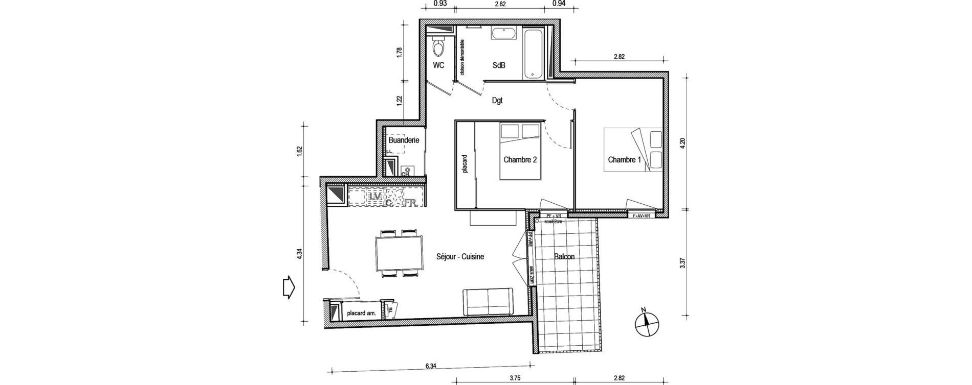 Appartement T3 de 62,37 m2 &agrave; Villefranche-Sur-Sa&ocirc;ne Centre