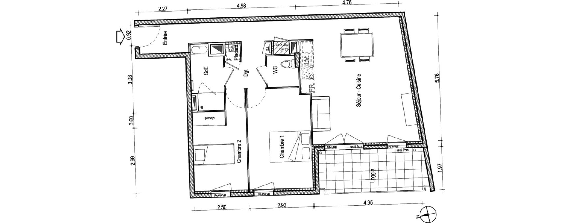Appartement T3 de 69,36 m2 &agrave; Villefranche-Sur-Sa&ocirc;ne Centre