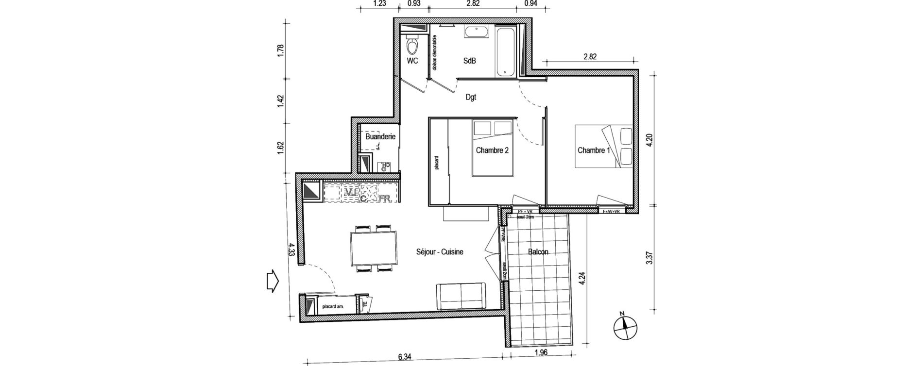 Appartement T3 de 62,37 m2 &agrave; Villefranche-Sur-Sa&ocirc;ne Centre