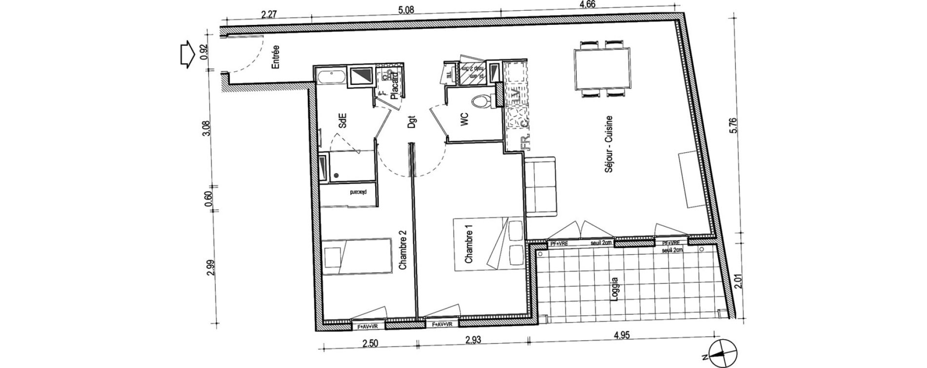 Appartement T3 de 69,36 m2 &agrave; Villefranche-Sur-Sa&ocirc;ne Centre