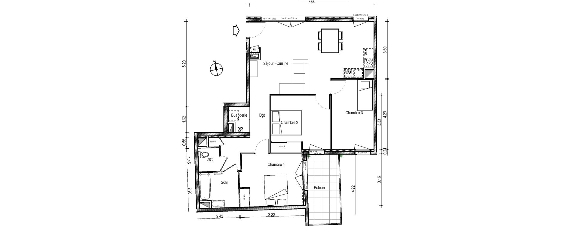 Appartement T4 de 83,03 m2 &agrave; Villefranche-Sur-Sa&ocirc;ne Centre