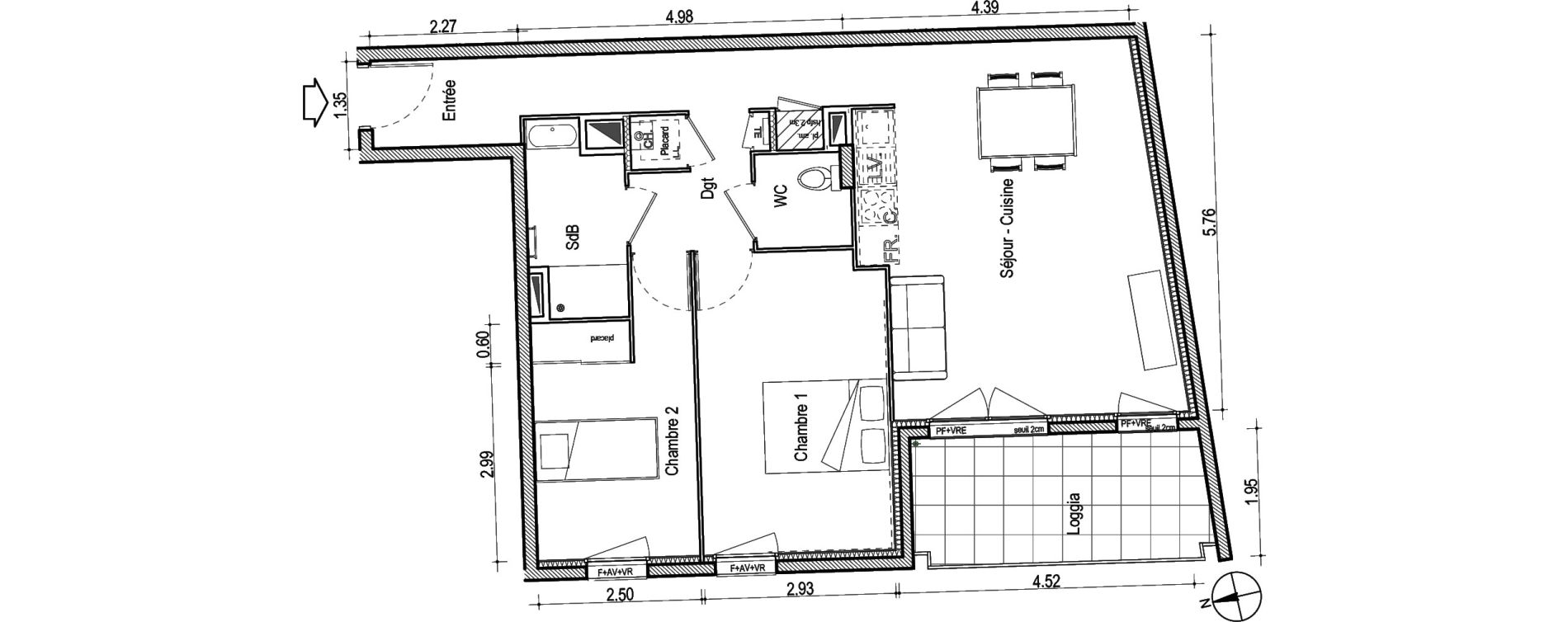 Appartement T3 de 67,28 m2 &agrave; Villefranche-Sur-Sa&ocirc;ne Centre