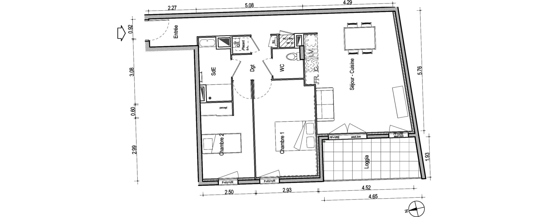 Appartement T3 de 67,09 m2 &agrave; Villefranche-Sur-Sa&ocirc;ne Centre