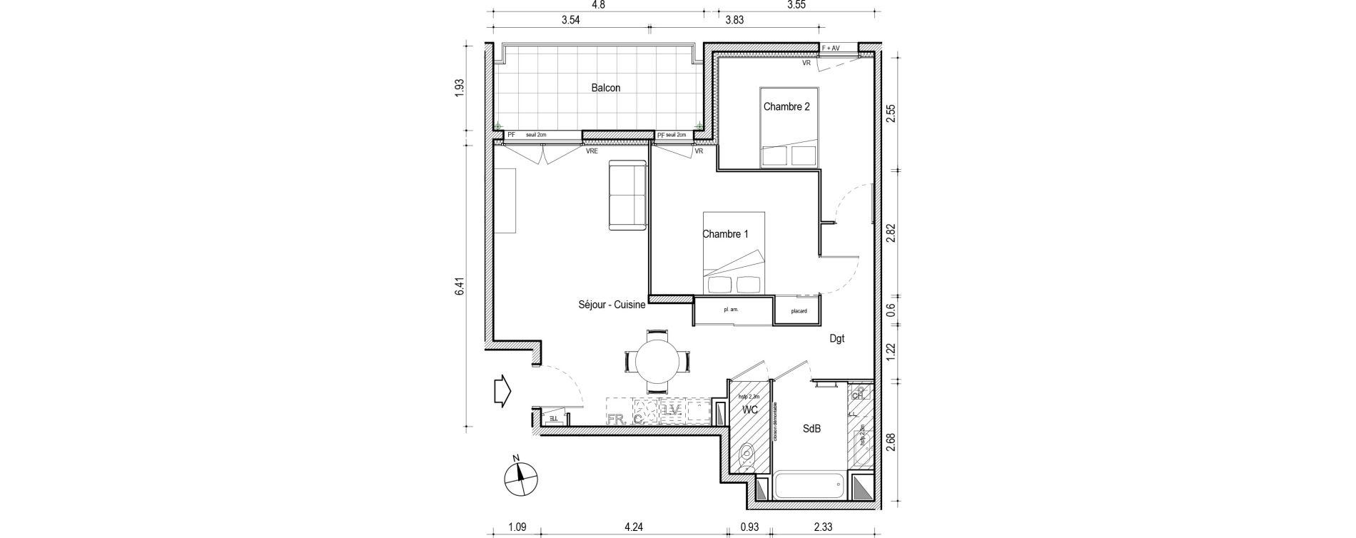 Appartement T3 de 63,73 m2 &agrave; Villefranche-Sur-Sa&ocirc;ne Centre