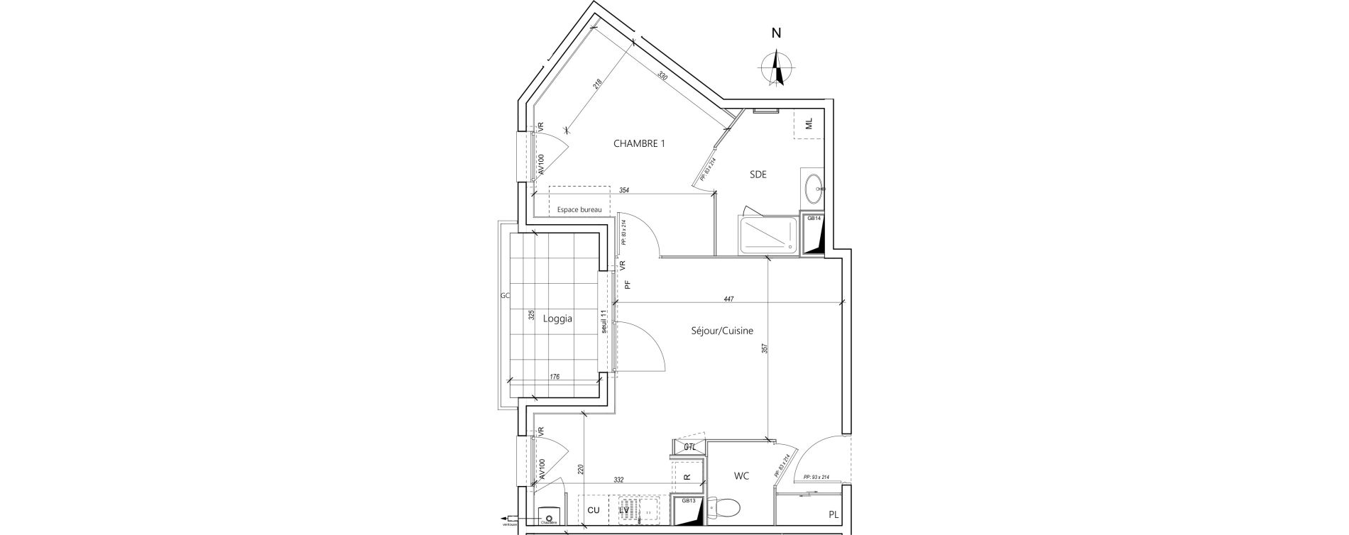 Appartement T2 de 44,11 m2 &agrave; Villefranche-Sur-Sa&ocirc;ne B&eacute;ligny