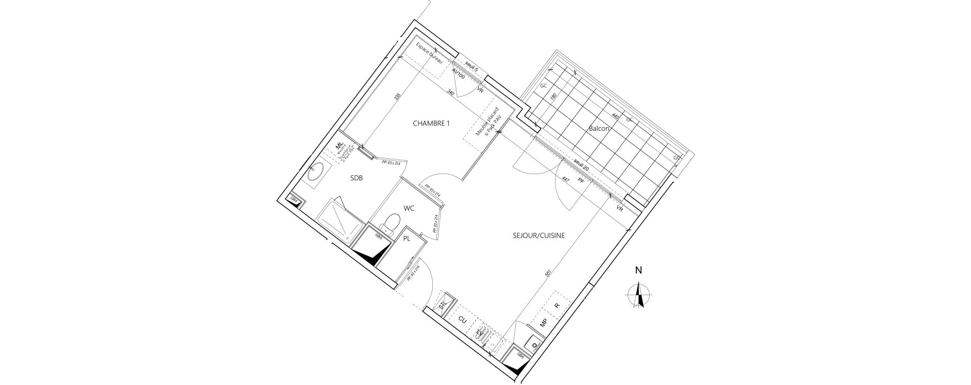 Appartement T2 de 42,80 m2 &agrave; Villefranche-Sur-Sa&ocirc;ne B&eacute;ligny