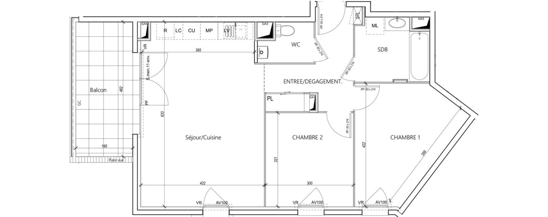 Appartement T3 de 62,59 m2 &agrave; Villefranche-Sur-Sa&ocirc;ne B&eacute;ligny