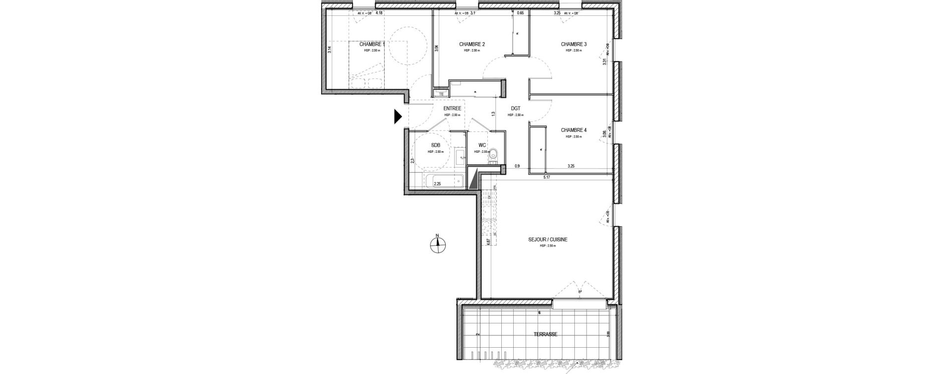 Appartement T5 de 86,47 m2 &agrave; Villefranche-Sur-Sa&ocirc;ne Centre