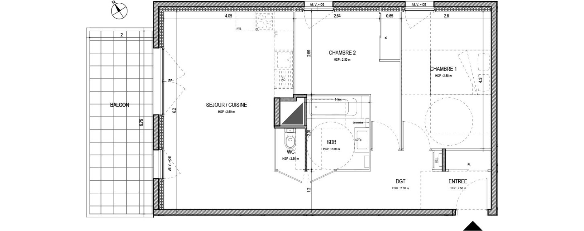 Appartement T3 de 61,16 m2 &agrave; Villefranche-Sur-Sa&ocirc;ne Centre