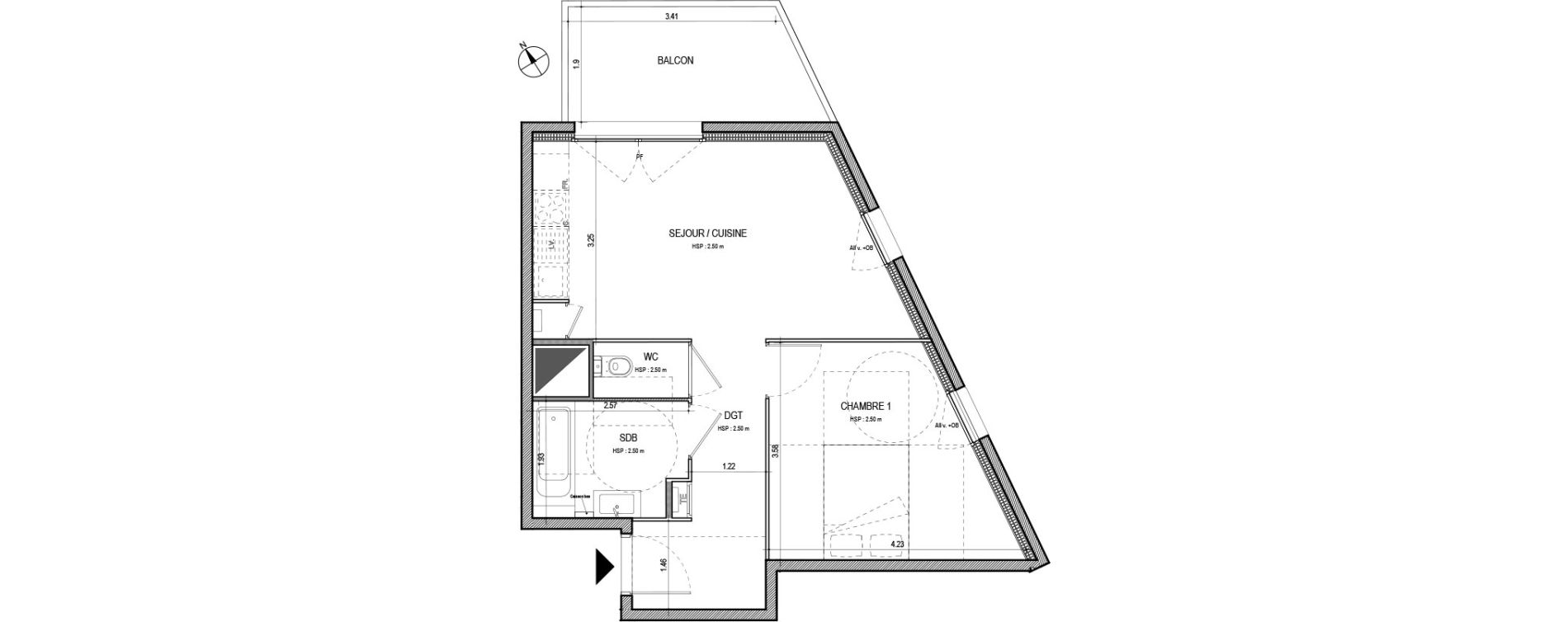 Appartement T2 de 43,27 m2 &agrave; Villefranche-Sur-Sa&ocirc;ne Centre