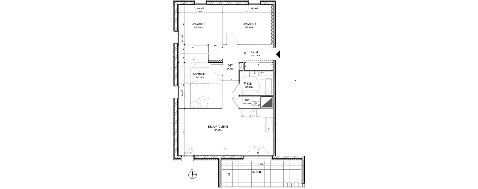 Appartement T4 de 77,79 m2 &agrave; Villefranche-Sur-Sa&ocirc;ne Centre