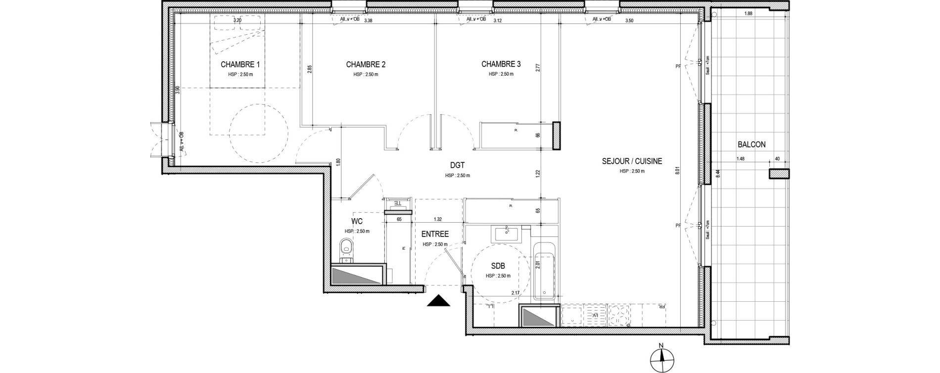 Appartement T4 de 83,55 m2 &agrave; Villefranche-Sur-Sa&ocirc;ne Centre