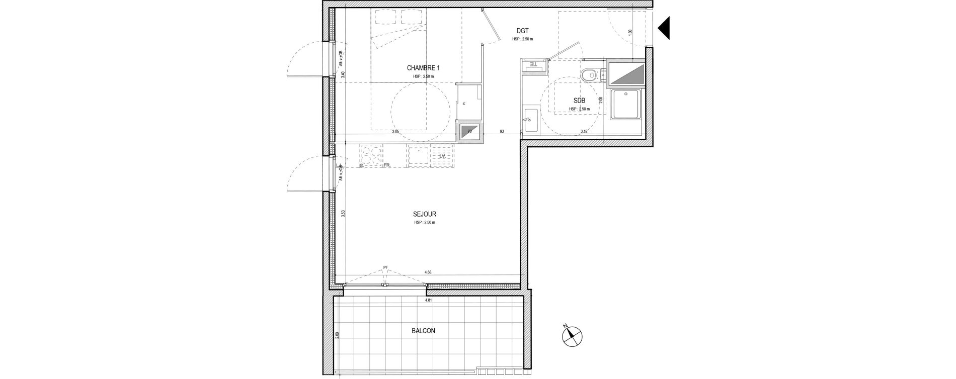 Appartement T2 de 40,89 m2 &agrave; Villefranche-Sur-Sa&ocirc;ne Centre