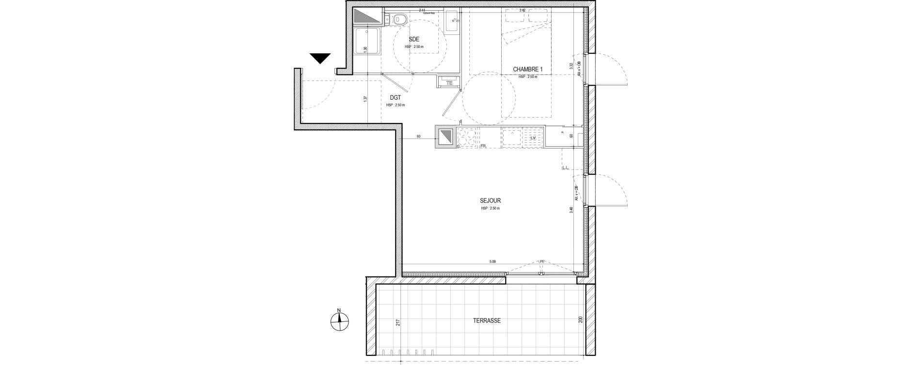 Appartement T2 de 42,63 m2 &agrave; Villefranche-Sur-Sa&ocirc;ne Centre